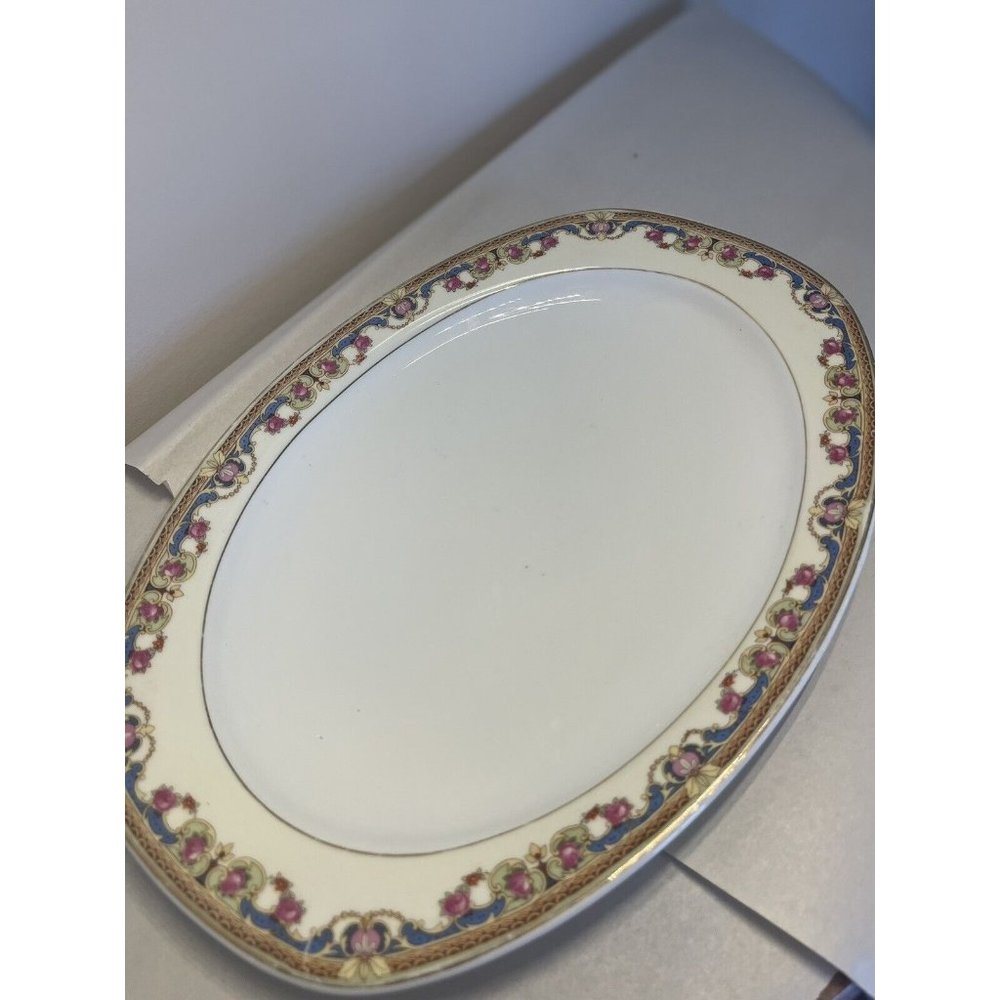 Vintage Limited Edition Serving Plate Flowers - Made in Czechoslovakia 12x8.5”